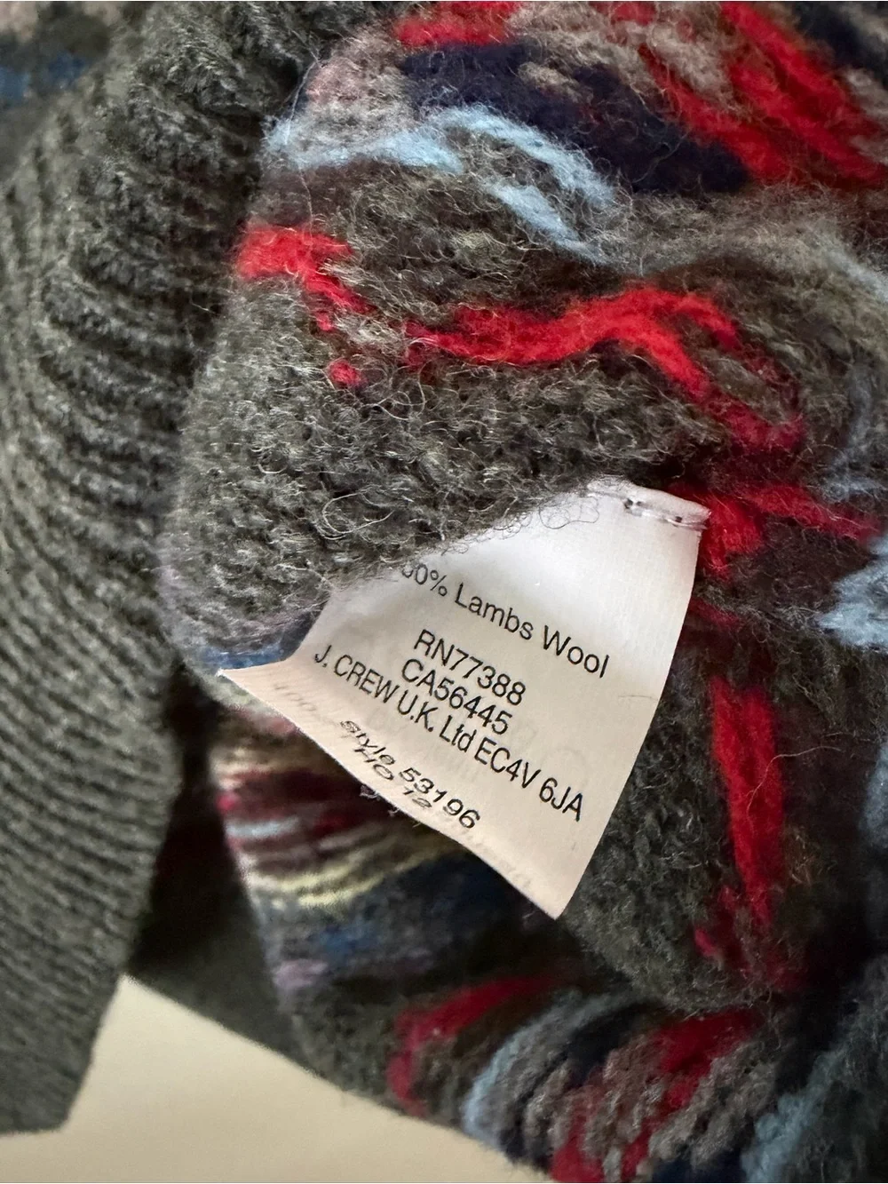 J Crew 100% Lambswool Fair Isle Sweater